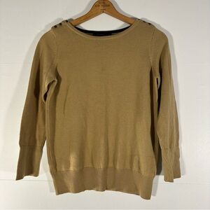 The Limited Wool Blend Camel Knit Sweater with Button Shoulders